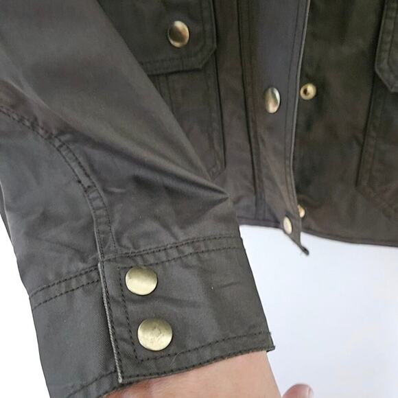 J.Crew The‎ Downtown Field Jacket M Mossy Brown Olive Zip Snap Utility - Picture 9 of 13